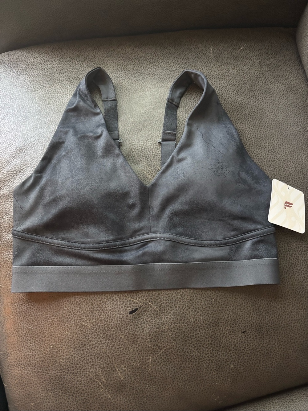 Fabletics Charcoal Gray Wireless V-Neck Sports Bra Small
